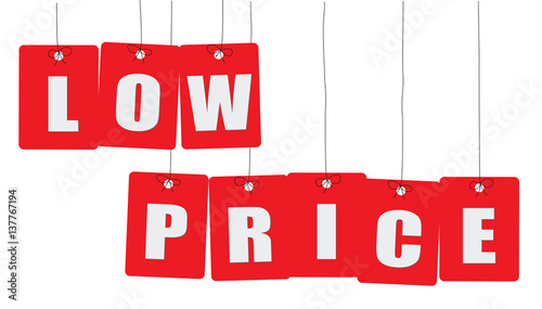 Cardboard hanging - vector colorful. Tags - low price.