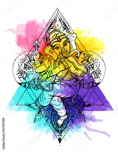 Fototapeta Naklejka Na Ścianę i Meble -  Vector illustration with Ganesha.