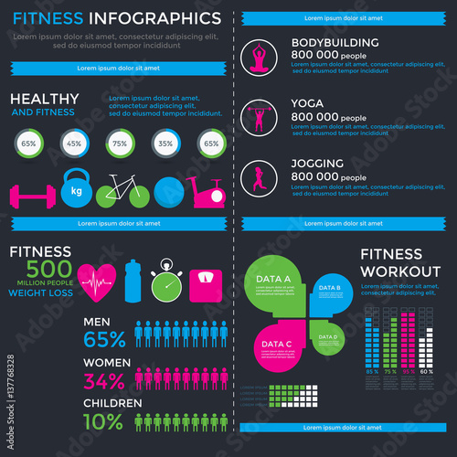 Fitness and wellness infographics template