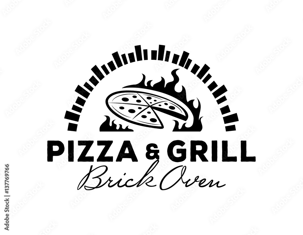 Fototapeta premium pizza & grill logo with brick oven
