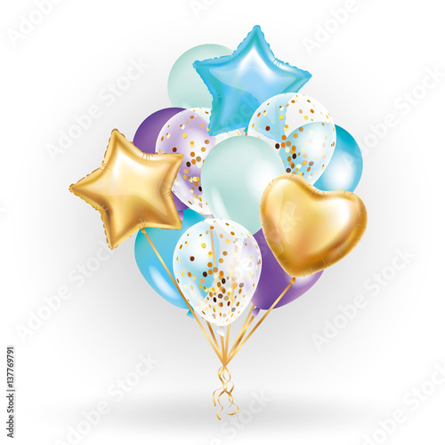 Heart star Gold balloon Bouquet