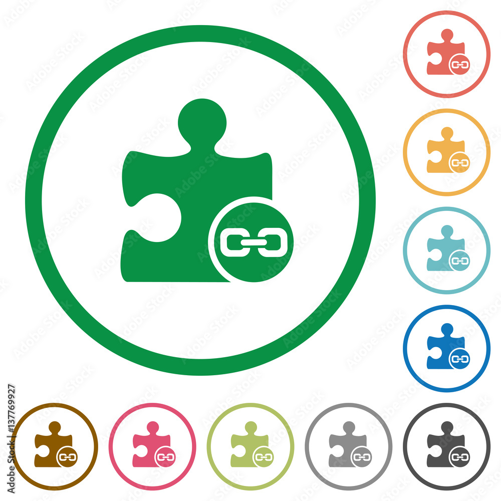 Chain plugin flat icons with outlines Chain plugin flat icons with outlines
