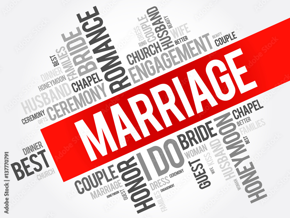 Marriage word cloud collage, concept background