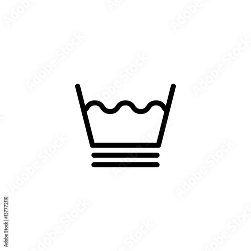 delicate gentle washing laundry symbol line icon black on white