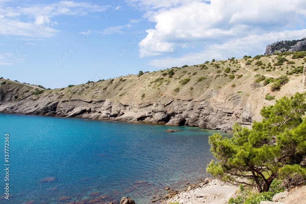 Fototapeta premium Beautiful seascape. South coast of Crimea, Novy Svet, near Kapchik cape