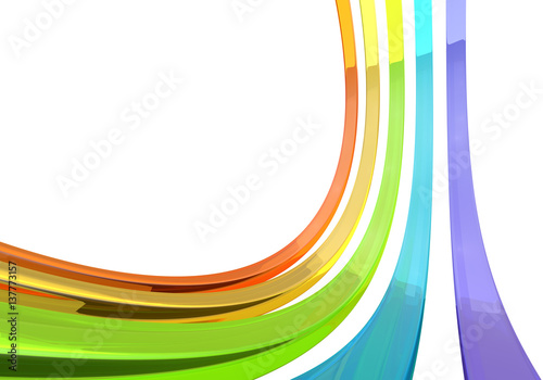 Abstract 3D glass bars on white background 3D rendering.