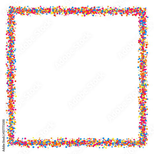 Colored frame isolated on white background. Colorful explosion of confetti. Flat design element. Vector illustration,eps 10.