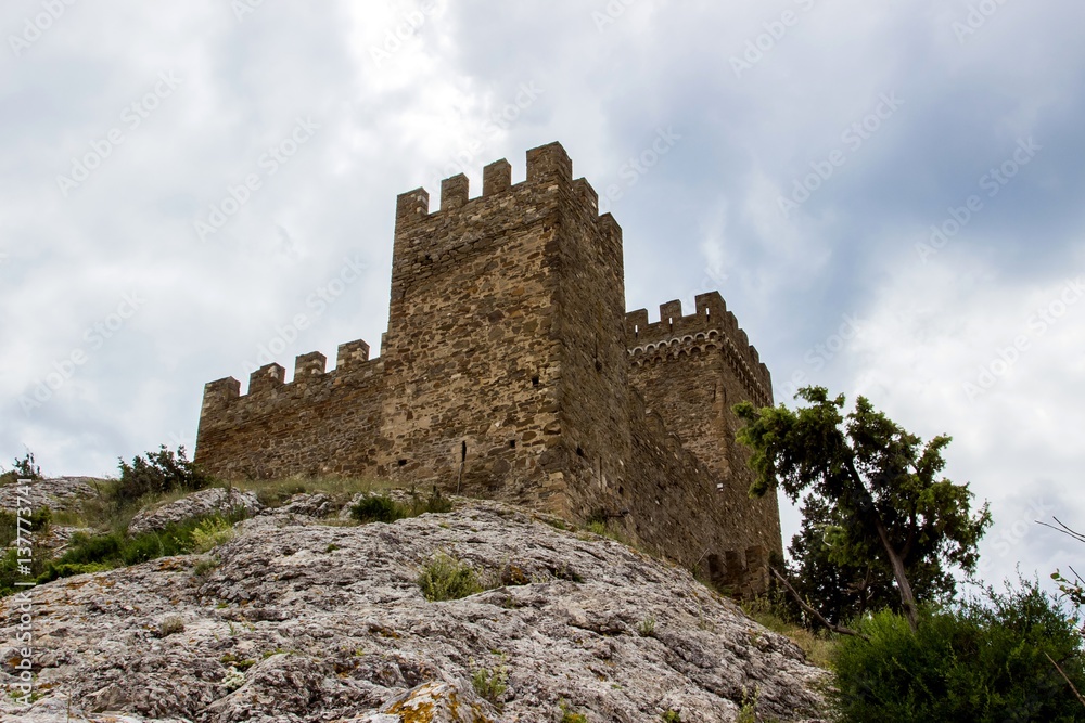 Ancient Genoese fortress in Sudak city, Crimea