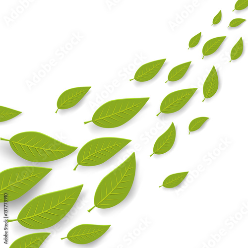 Abstract green leaves flow summer vector background with copy space. © tuulijumala