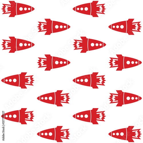 Red rocket pattern on the white background