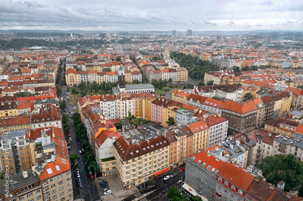 Czech Republic. Prague. The view from the height on the houses in Prague.