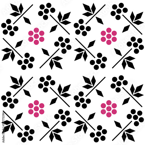 Seamless pattern with raspberry. simple and scandinavian style