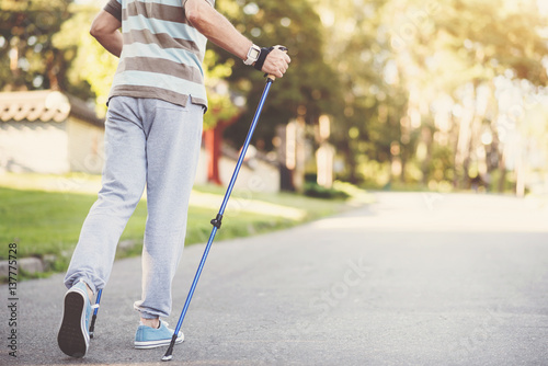 Close up of poles being used for Nordic walking