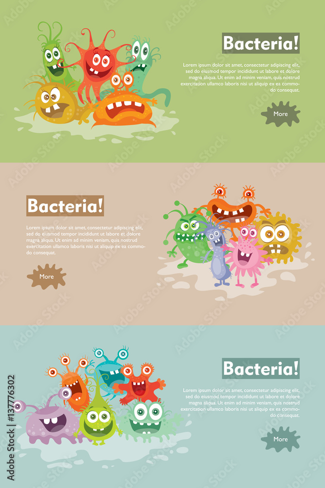 Bacteria Flat Cartoon Vector Web Banner
