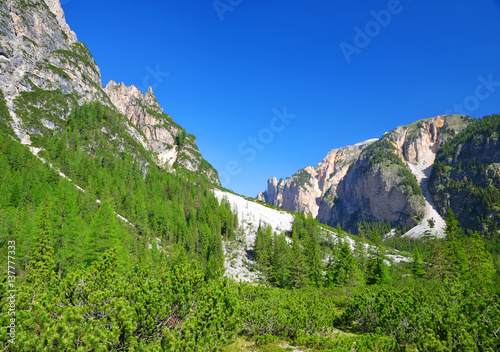 Mountain landscape in Fanes Nature Park - Italian Alps photo