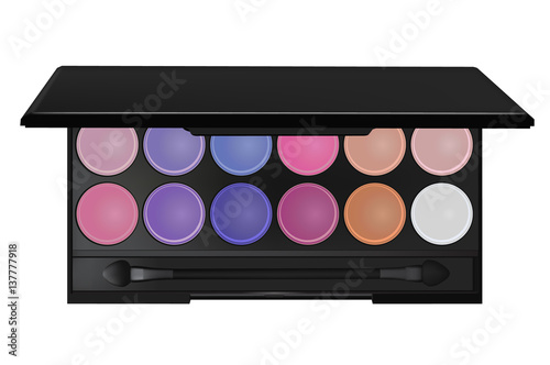 colorful eyeshadow palette and blush for make-up