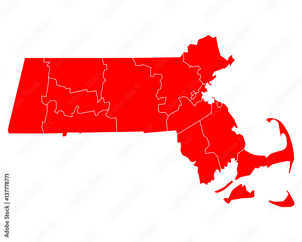 Fototapeta premium Karte von Massachusetts