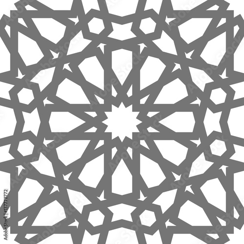 Islamic vector geometric ornaments based on traditional arabic art. Oriental seamless pattern. Muslim mosaic. Turkish, Arabian tile on a white background. Mosque decoration element.