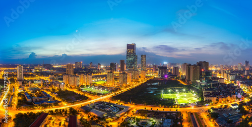 Hanoi city skyline view by twilight period  Pham Hung street  Cau Giay district