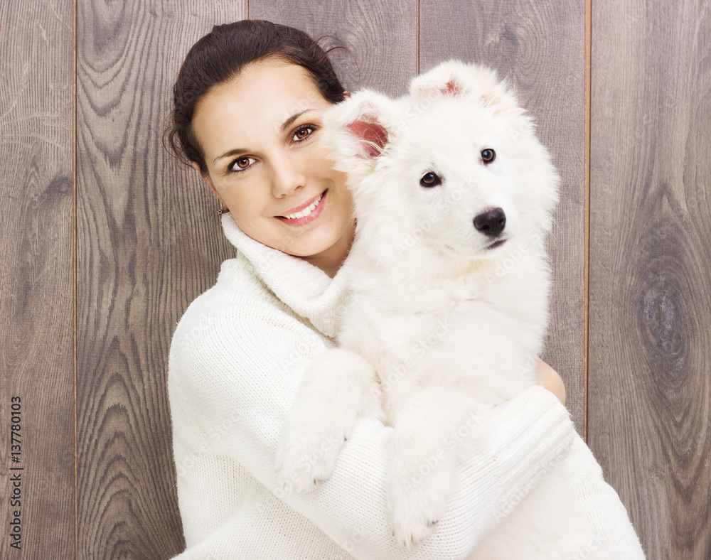 young girl and puppy young girl and puppy