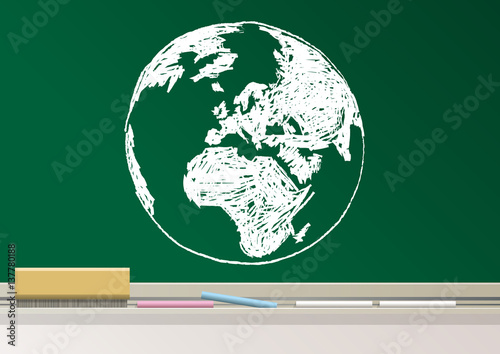 éducation - Terre - Tableau - dessin - globe - esquisse