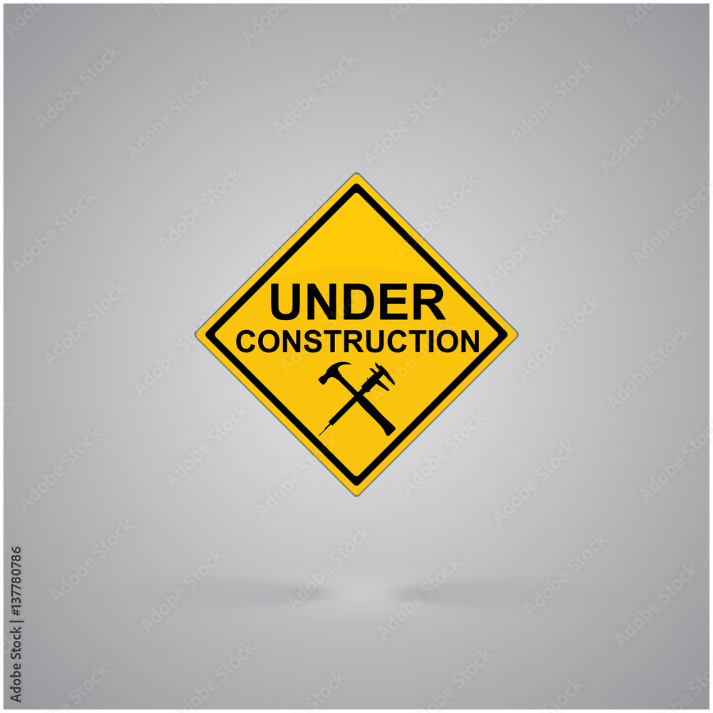 Warning attention sign. Under construction. Warning attention sign. Under construction.