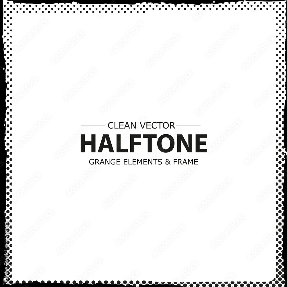 Abstract halftone frame, border. Vector grunge dots background