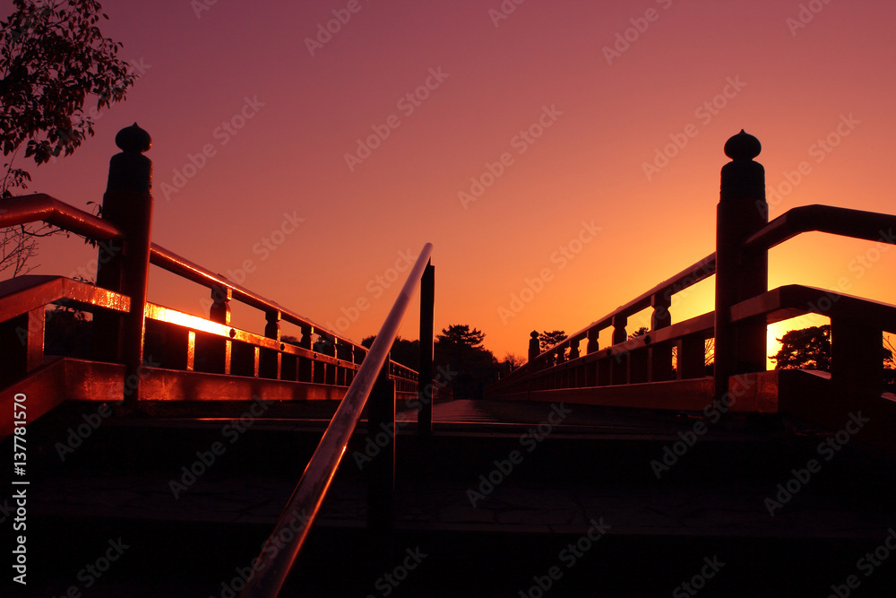 京都府宇治市 朝霧橋の夕焼け Stock Photo Adobe Stock