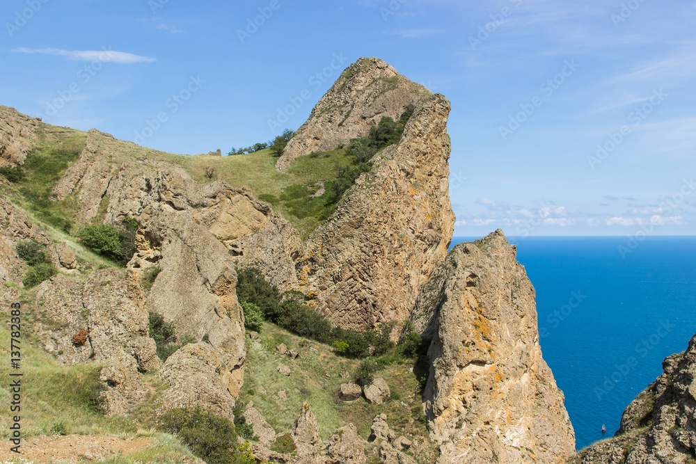 Ancient Karadag volcano landscape, South Crimea