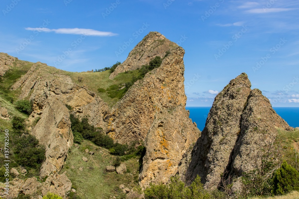 Ancient Karadag volcano landscape, South Crimea