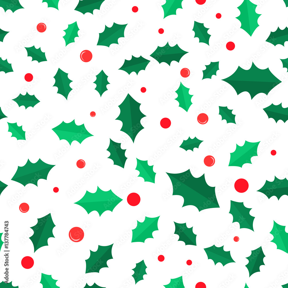 Mistletoe Tree with Red Balls Seamless Pattern. Mistletoe Tree with Red Balls Seamless Pattern.