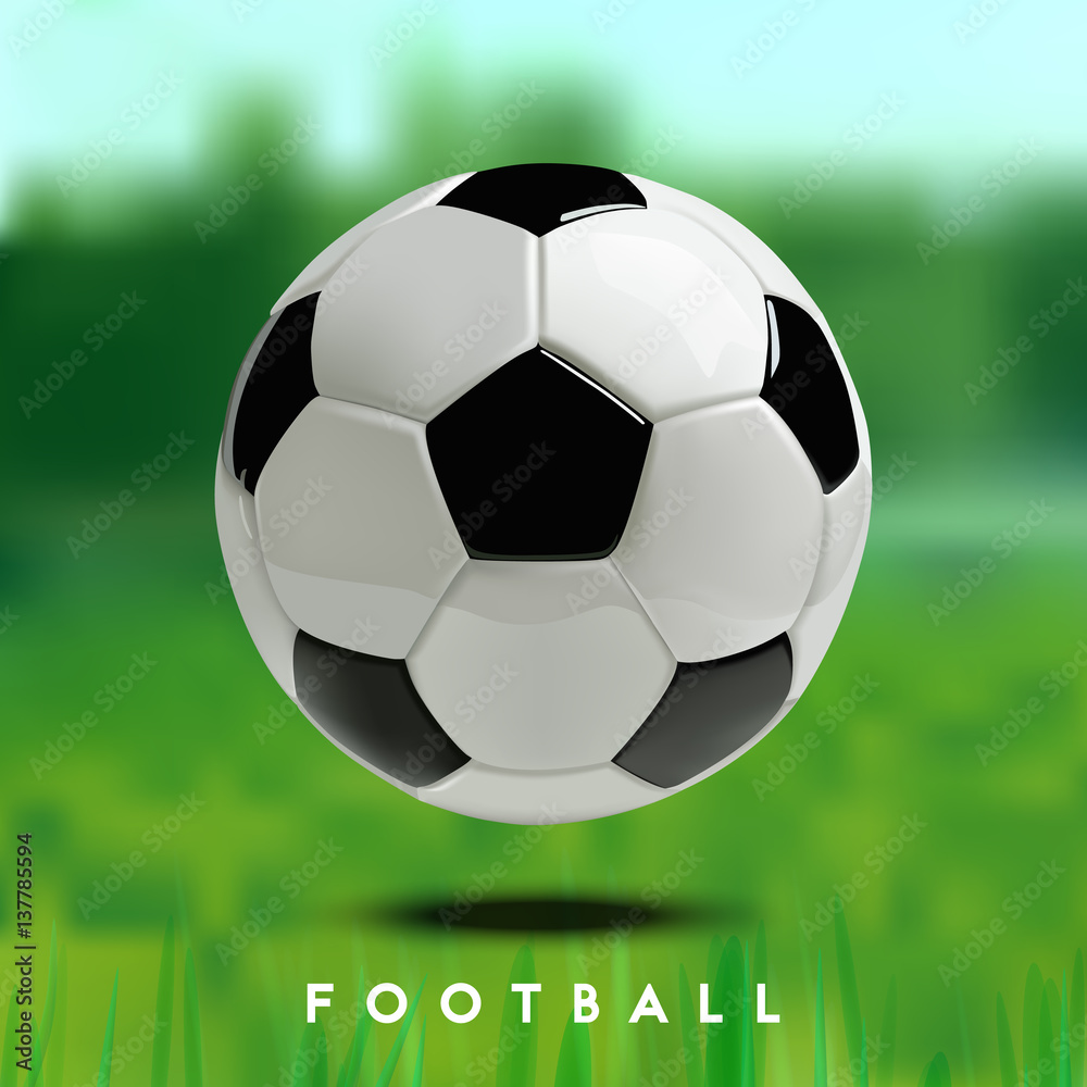 Fototapeta premium Soccer or Football 3d Ball on green background.