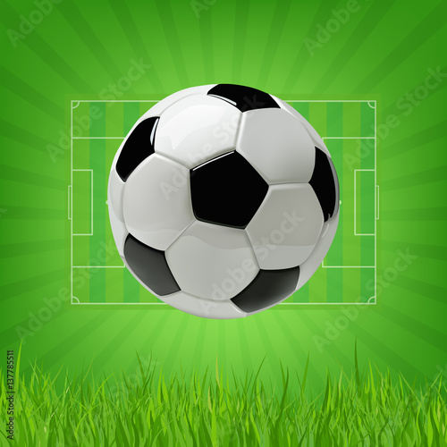 Soccer or Football Ball on green background.