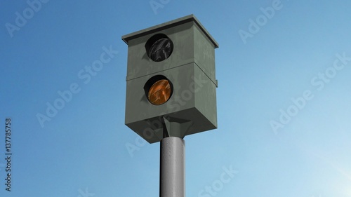 speed camera - speed trap on blue sky background 