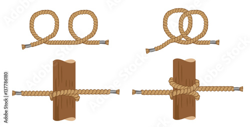 Illustration of with instruction making pig knot, sailor knot. Ideal for training and educational materials