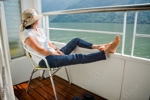Travel relaxing on boat cruise, Yangtze river