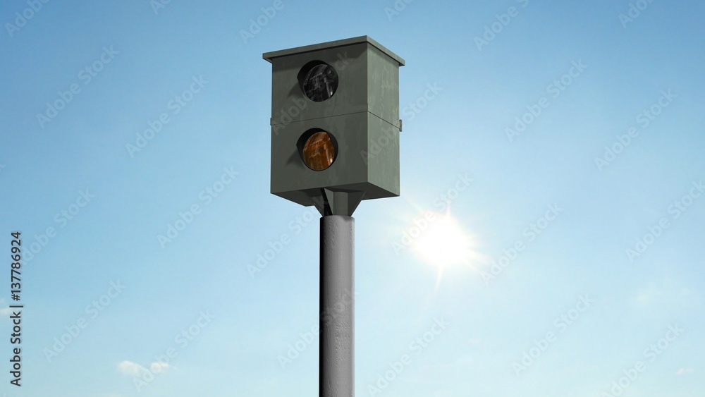speed camera - speed trap on blue sky background 