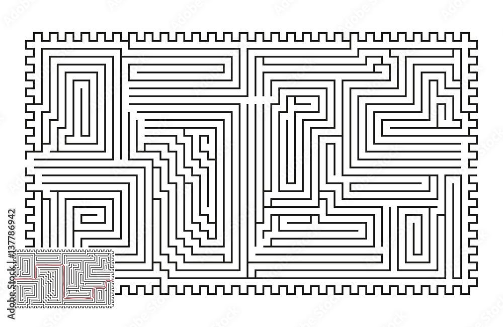 Large Vector Horizontal Maze with Answer 35 Large Vector Horizontal Maze with Answer 35