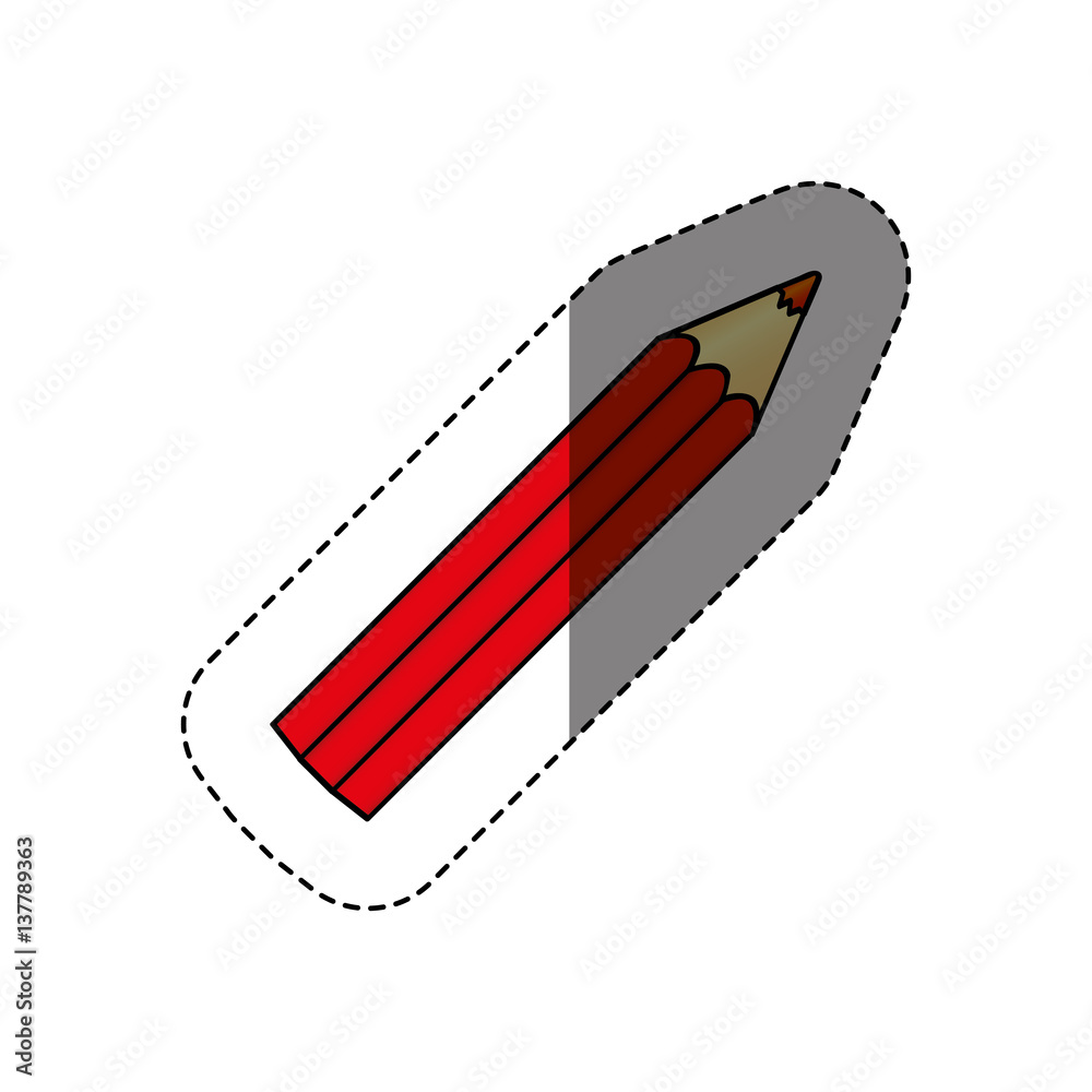 sticker silhouette with red pencil vector illustration sticker silhouette with red pencil vector illustration