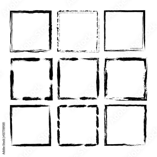 Grunge frame set. Vector illustration. Isolated on white.