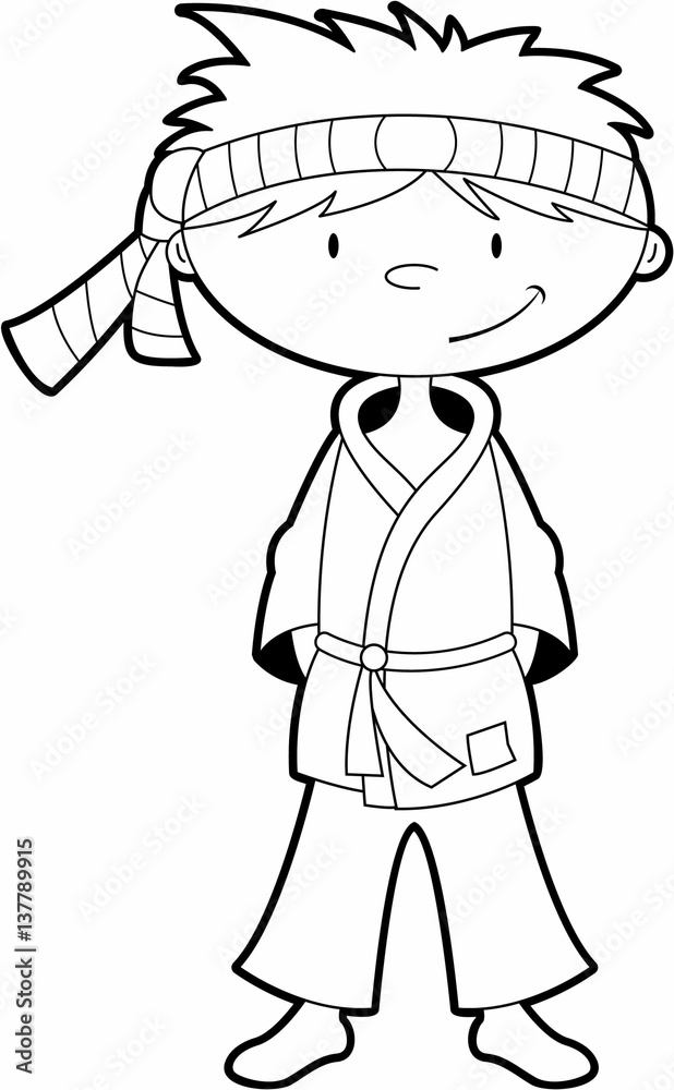 Cute Colour In Karate Boy