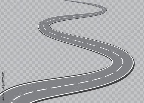 Winding Road Isolated Transparent Special Effect. Road way location infographic template.
