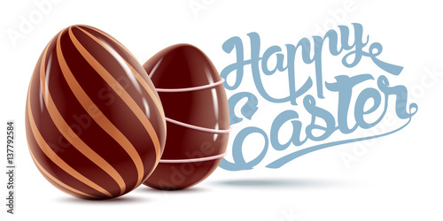 Happy Easter background with chocolate eggs