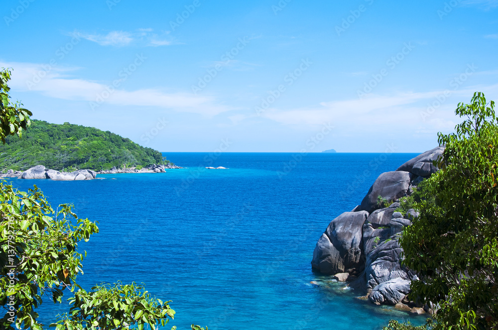 Beautiful uninhabited island Similan. Thailand Southeast Asia. Island Ocean Seascape Turquoise water
