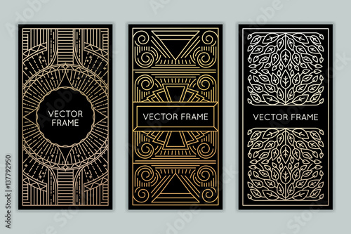 Vector set of design elements, labels and frames