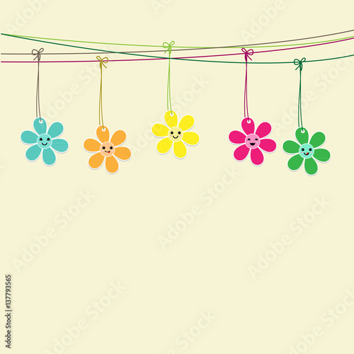 Cute flowers hanging on string photo