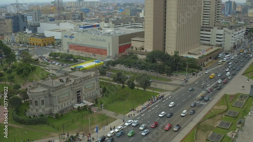 Lima Peru Aerial v61 Flying low over Paseo De Los Heroes Navales panning. photo