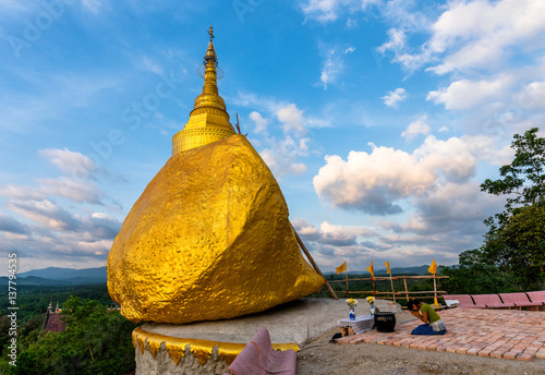 Thailand Temple , Wat Suwan Khiri ,Kyaiktiyo Pagoda at Ranong,Thailand. Is famous sacred place and landmark of Myanmar. the Great Dagon Pagoda and the Golden Pagoda photo