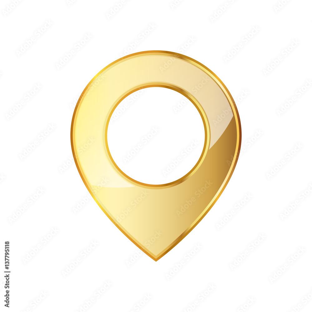 Golden map pointer icon. Vector illustration. Golden map pointer icon. Vector illustration.