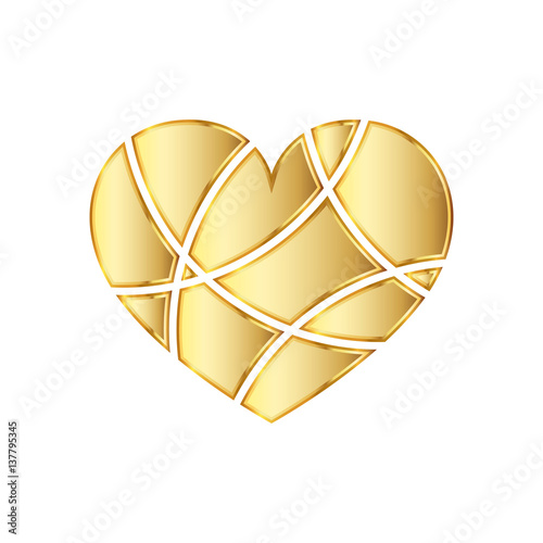 Golden heart icon. Vector illustration.